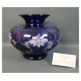 Fenton Royal Purple Daisy Decorated Vase