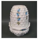 Fenton Hobnail Milk Glass Bluebell Fairy Lamp