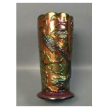 Fenton Purple Carnival Peacock Summer Garden Vase