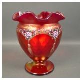 2008 SGS Fenton OAK Red Stretch Diamond Optic Vase