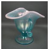 2001 SGS Fenton Aquamirne Twin Dolphin Compote