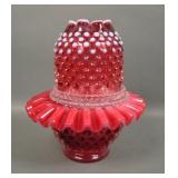 Fenton Cranberry Opal Hobnail 3 Pc Fairy Lamp