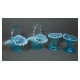 Four Piece Fenton Blue Opal Hobnail Items