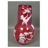Cranberry Enameled Mary Gregory Tumble-Up