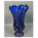 Fenton Cobalt Blue Stretch #2753 Nautilus Vase