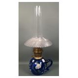 Brooks Glass Cobalt  Floral Goldie Stanley Oil