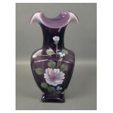 Fenton Amethyst Opal Floral Decorated Vase