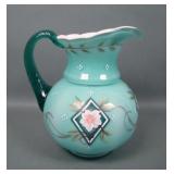 Fenton 75th Year Decorated Spruce Green Pitcher