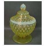 Vintage Fenton Topaz Opal Hobnail Covered Candy