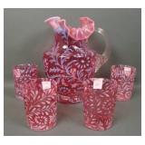 Fenton/ LG Wright Cranberry Opal 5 Pc Water Set