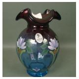 Fenton Honor Collection Mulberry Decorated Vase