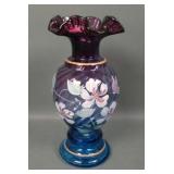 Fenton Mulberry Decorated Spiral Optic Vase