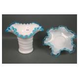 Two Fenton Aqua Crest Items