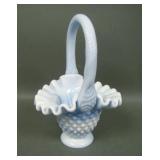 Fenton Blue Slag Hobnail Miniature Basket