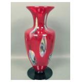 2007 Dave Fetty Red Off Hand Art Glass Vase