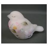 Fenton White Satin Decorated Song Bird Figure