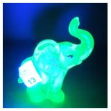Fenton Green/ Vaseline Decorated Elephant Figurine