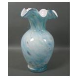 2002 Dave Fetty Blue Vasa Murrhina Art Glass Vase
