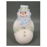 Fenton White Satin Decorated Snaowman FIgure