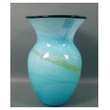 Dave Fetty Robin Egg Blue Swirl Art Glass Vase