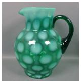 Jefferson Glass Green Opal Coin Dot Pitcher