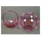 Two Fenton Dusty Rose Cabbage Rose Items