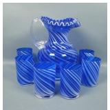 AA Imports Blue/ White Swirl 7 Pc Pitcher Ser