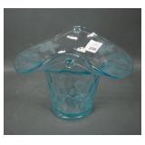 Fenton Aquamarine Diamond Optic Wheel Cut Basket