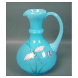 Fenton Robin Egge\    Blue Dragonfly Ewer