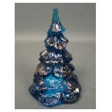 Fenton Sapphire Blue 4 1/4" Gol Glitter Xmas Tree