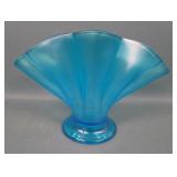 Fenton Celeste Blue # 847 Mellon Rib Fan Vase