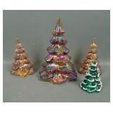 Lot of Four Fenton Glass Iridised Xmas Trees