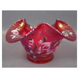 Fenton SGS Red Stretch Glass Tri Cornerd Vase. OAK