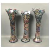 Three Fenton Blue April Showers Vases