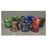 Lot of Eight Carnival Glass Toothpick Holders