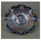 Fenton Contemp Purple Cherry Chain Rufflled Bowl
