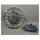 Two Piece Contemporary Carnival Glass Lot