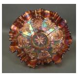 Fenton Amethyst Peacock & Grape 3/1 Edge Bowl