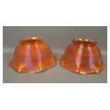 Two Imperial Marigold Cross Hatch Gas Light Shades