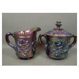 Imperial IG Purple Luster Rose Creamer & Sugar