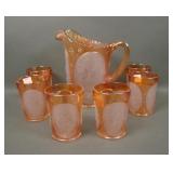Imperial IG Marigold Frosted Windmill Water Set