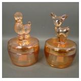 Two Marigold Covered Powder Jars