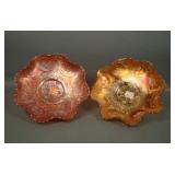 Two Fenton Marigold Dragon & Lotus Ruffled Bowls