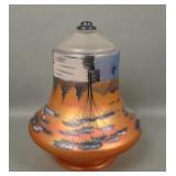 Czech Iridised Marigold Decorated Lamp Shade