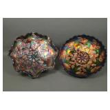 Two Fenton Blue Holly Carnival Glass Bowls