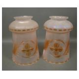 Two Iridised Frosted Floral Wreath Lamp Shades