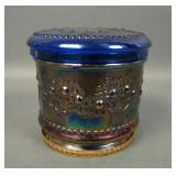 Fenton Blue Orange Tree Powder Jar
