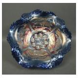Fenton Blue Lions Ruffled Bowl