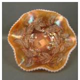 Dugan Peach Opal Cherries Ruffled Bowl