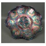 Fenton Amethyst Swirl Dragon & Lotus Riffled Bowl